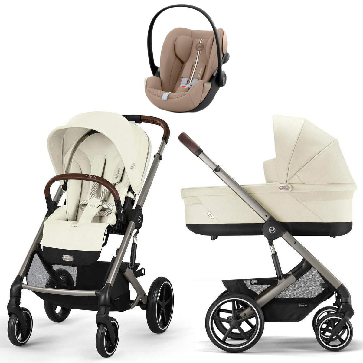 Коляска Cybex Balios S Lux TPE 2025 Cloud G i-Size Almond Beige Plus 3 в 1 Seashell Beige с дождевиками