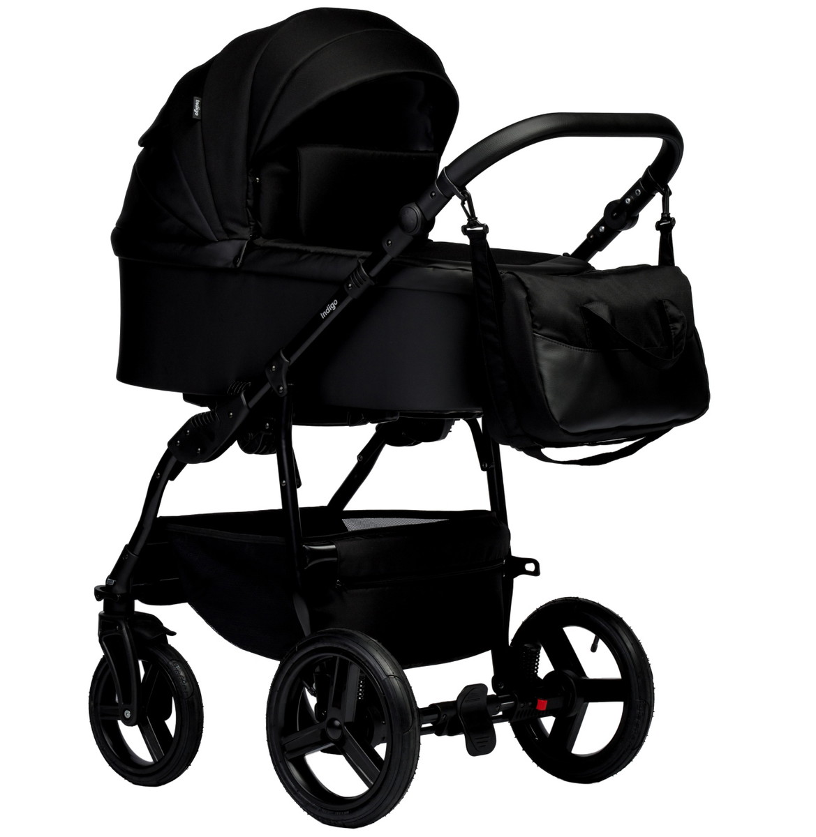 Детская коляска Indigo Impulse Eco 2 в 1 Ie08 черная кожа/черный