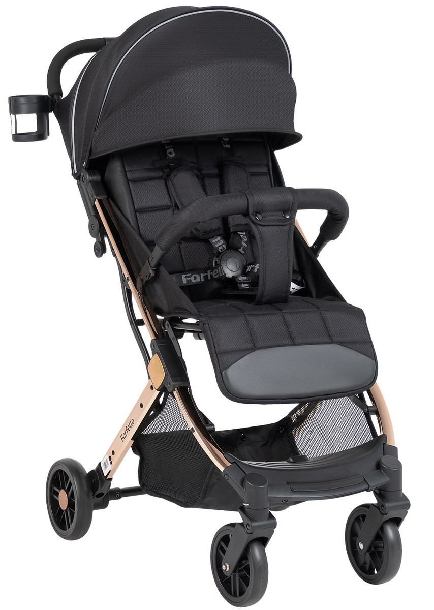 Детская прогулочная коляска Farfello Comfy Go Comfort Chrome чёрное золото