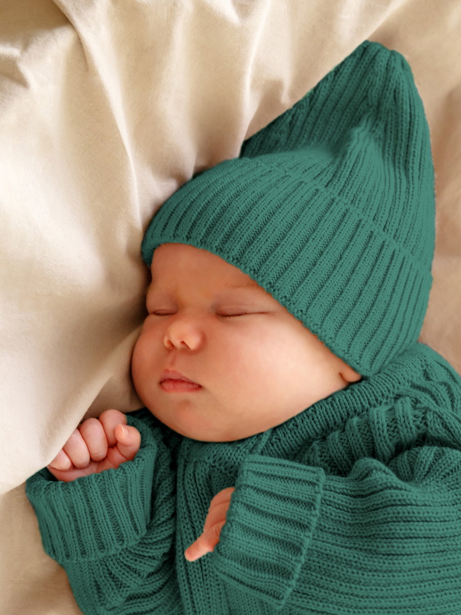 Шапочка вязаная AmaroBaby Pure Love Tot, демисезонная ЧЗ зеленый 40