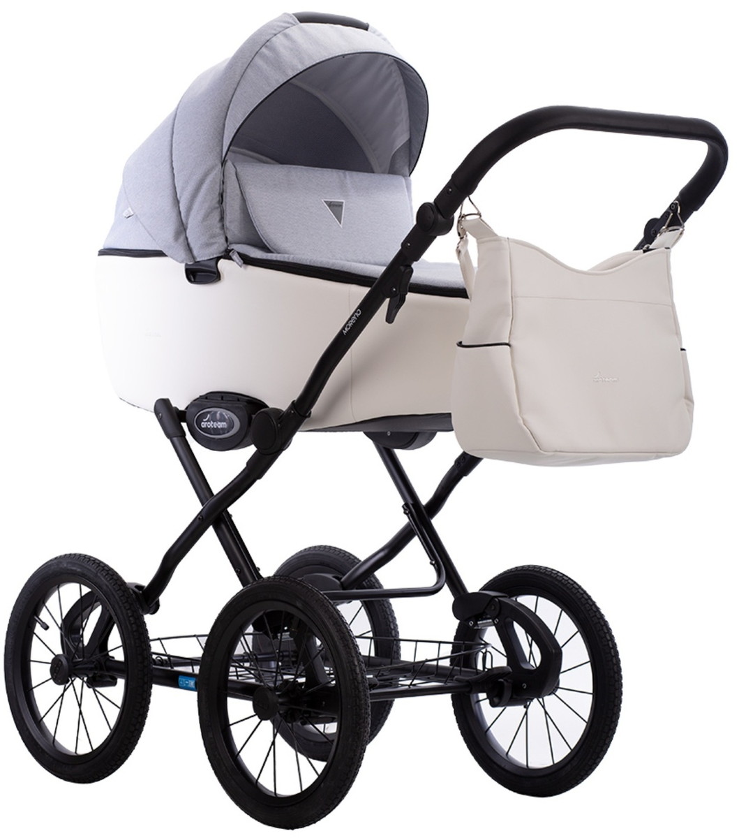 Детская коляска AroTeam Moreno SL 2 в 1 07 св.серый+белая кожа