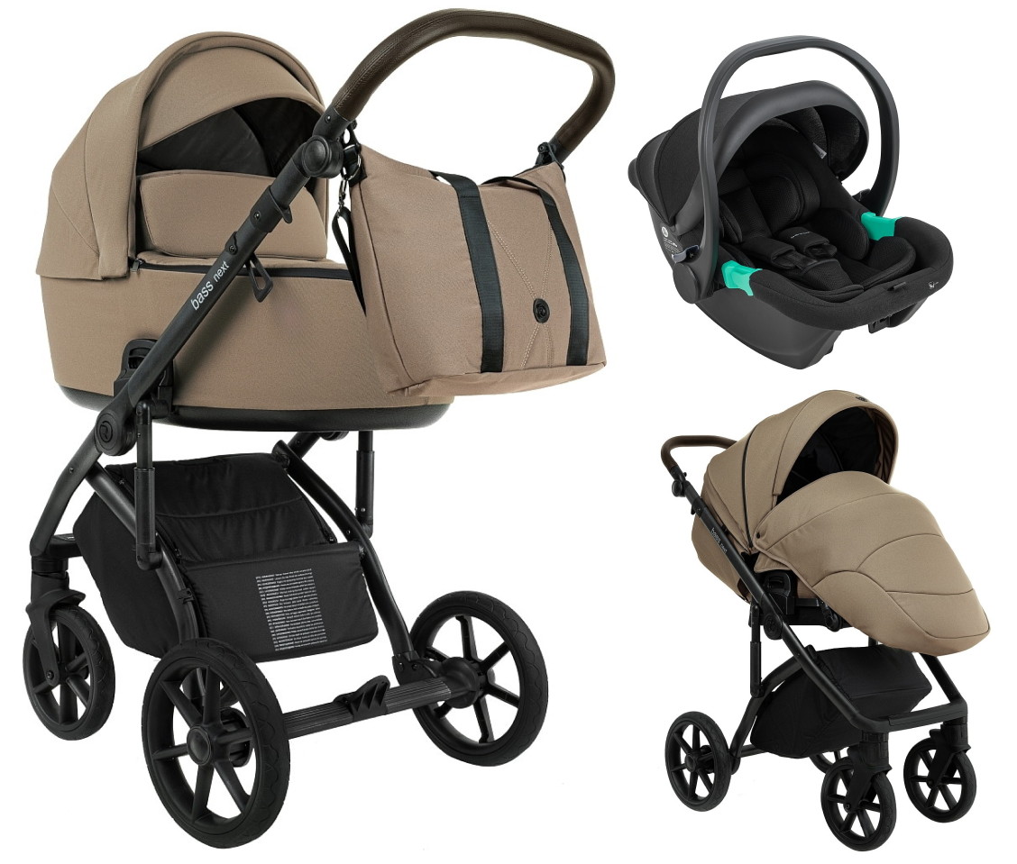 Детская коляска Roan Bass Next 2.0 3 в 1 с автокреслом Pituso Santiso Pro Black BSN/42/2 Mocha Mousse/Black/руч.Cappuccino