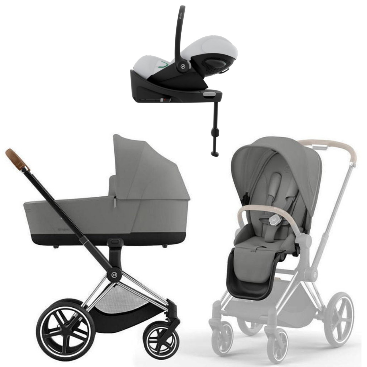 Коляска Cybex Priam IV Chrome Brown complete Cloud G Fog Grey Base G 4 в 1 Mirage Grey