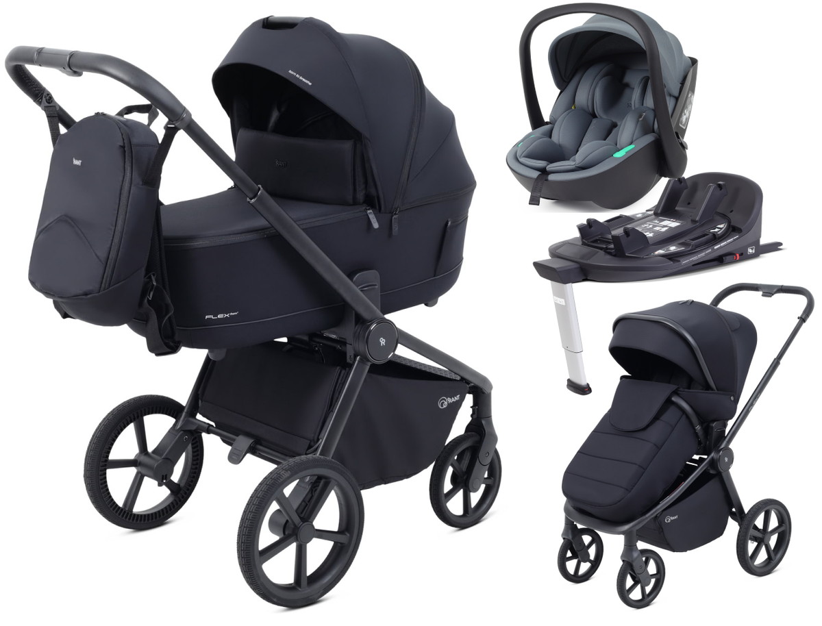 Детская коляска Rant Flex Therm Soft 4 в 1 с автокреслом Miro Graphite и базой Midnight Black