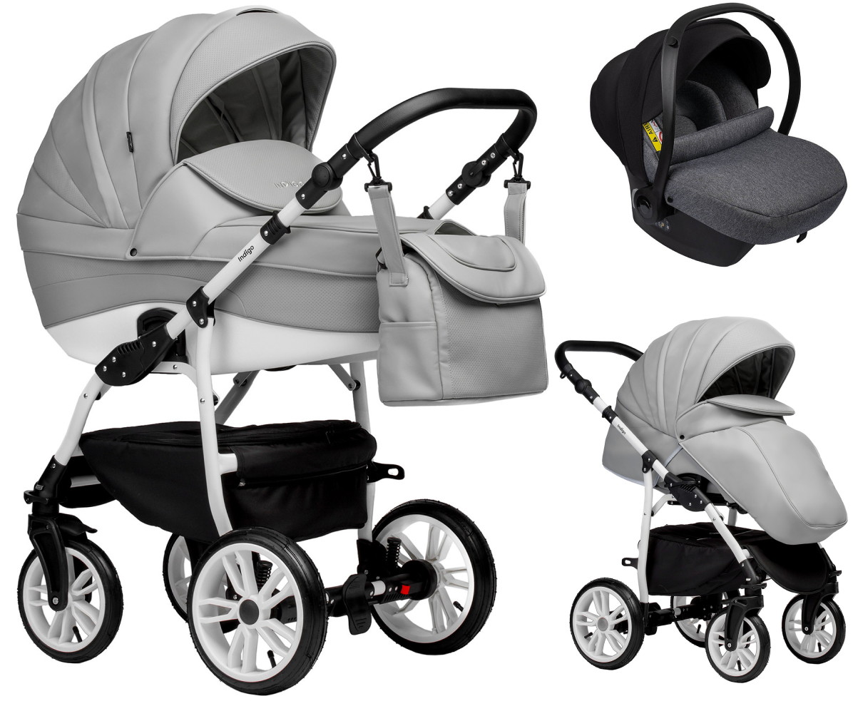 Детская коляска Indigo Indigo Special New 3 в 1 с автокреслом Avionaut Cosmo Grey Is04 серая кожа