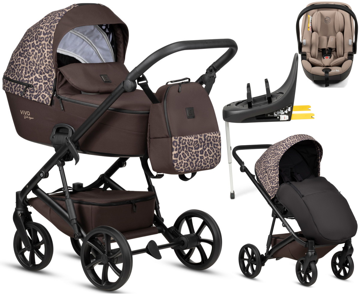 Детская коляска Tutis Viva 6 Plus Wild Elegance 4 в 1 с автокреслом Beno Beige и базой Wild Mocca