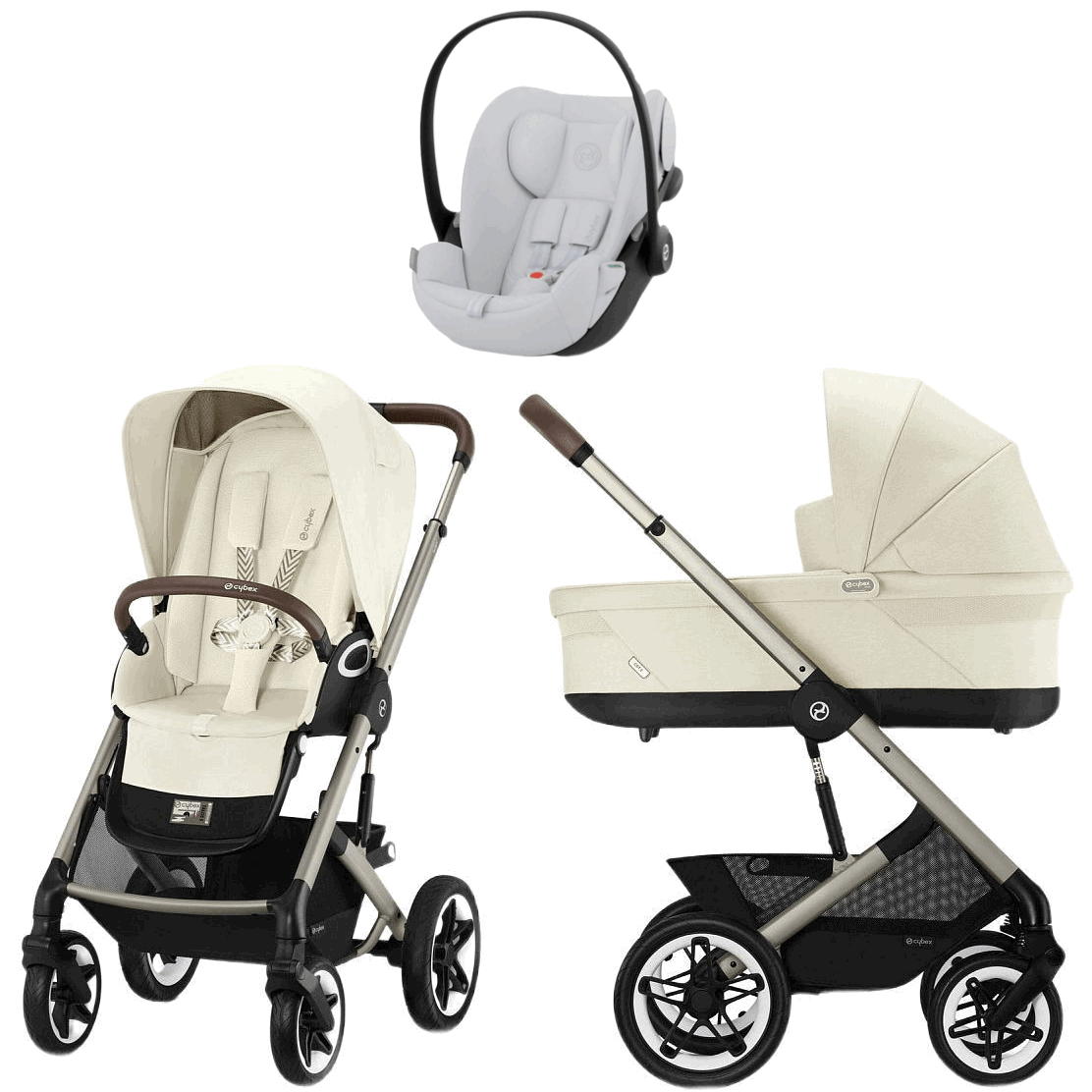 Коляска Cybex Talos S Lux TPE complete Cloud G Fog Grey 3 в 1 Seashell Beige с дождевиками