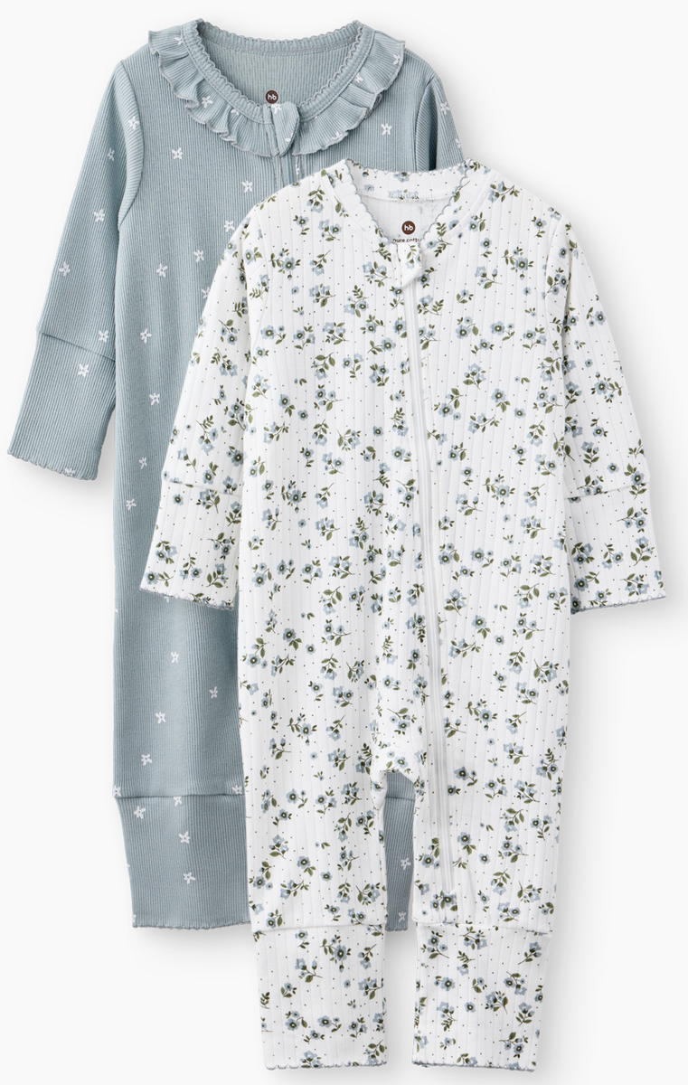 Пижамный комбинезон Happy Baby 2 шт. 90136-0 ЧЗ бело-голубой / white-blue