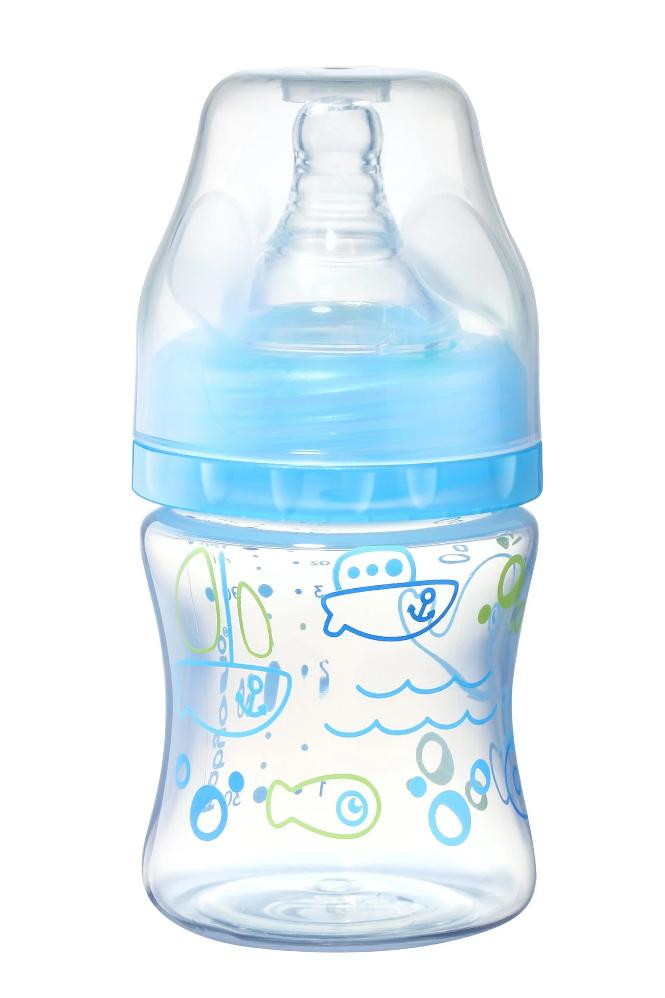 Бутылочка антиколиковая BabyOno c широким горлышком 120 мл небесный