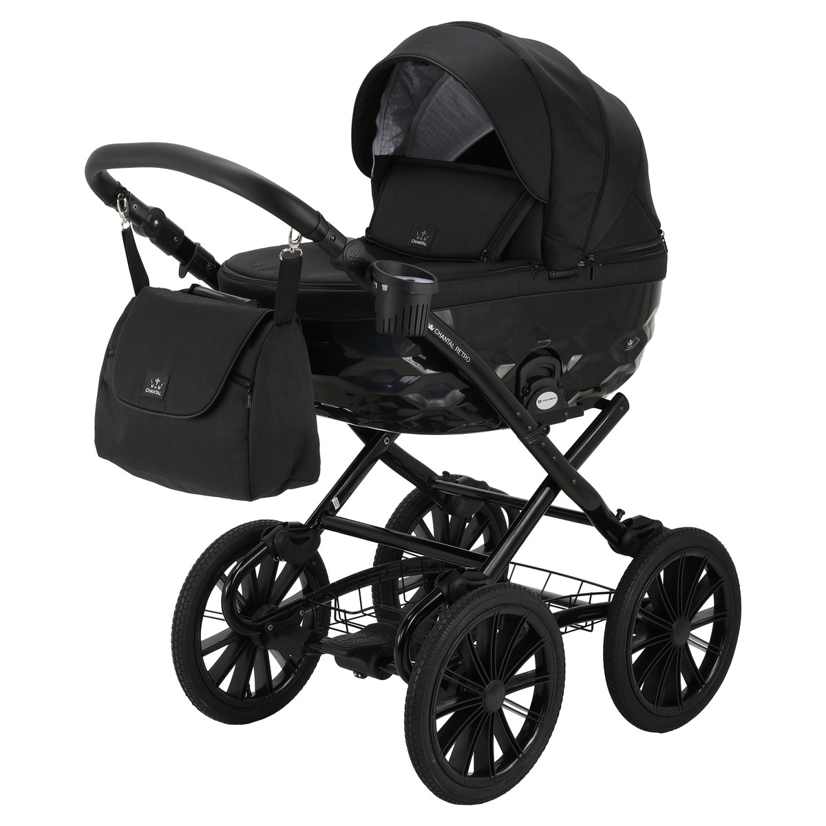 Детская коляска Adamex Chantal Retro 2 в 1 C213 (черный)