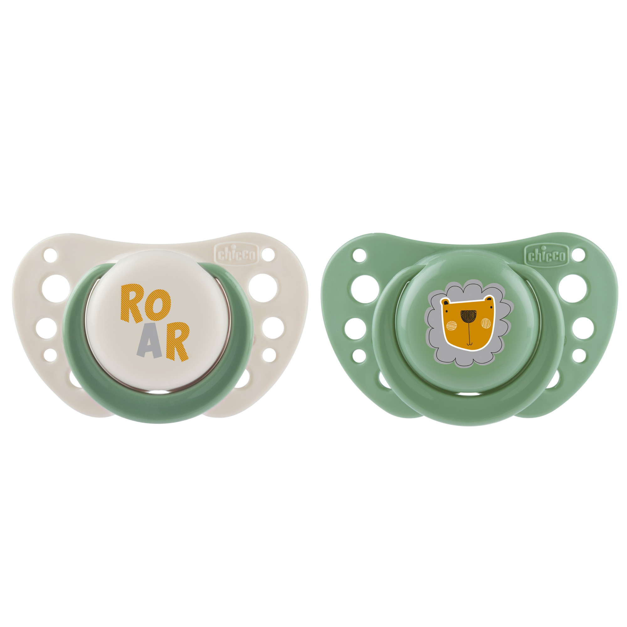 Пустышка Chicco PhysioForma Air силиконовая 0-6 мес, 2 шт. green