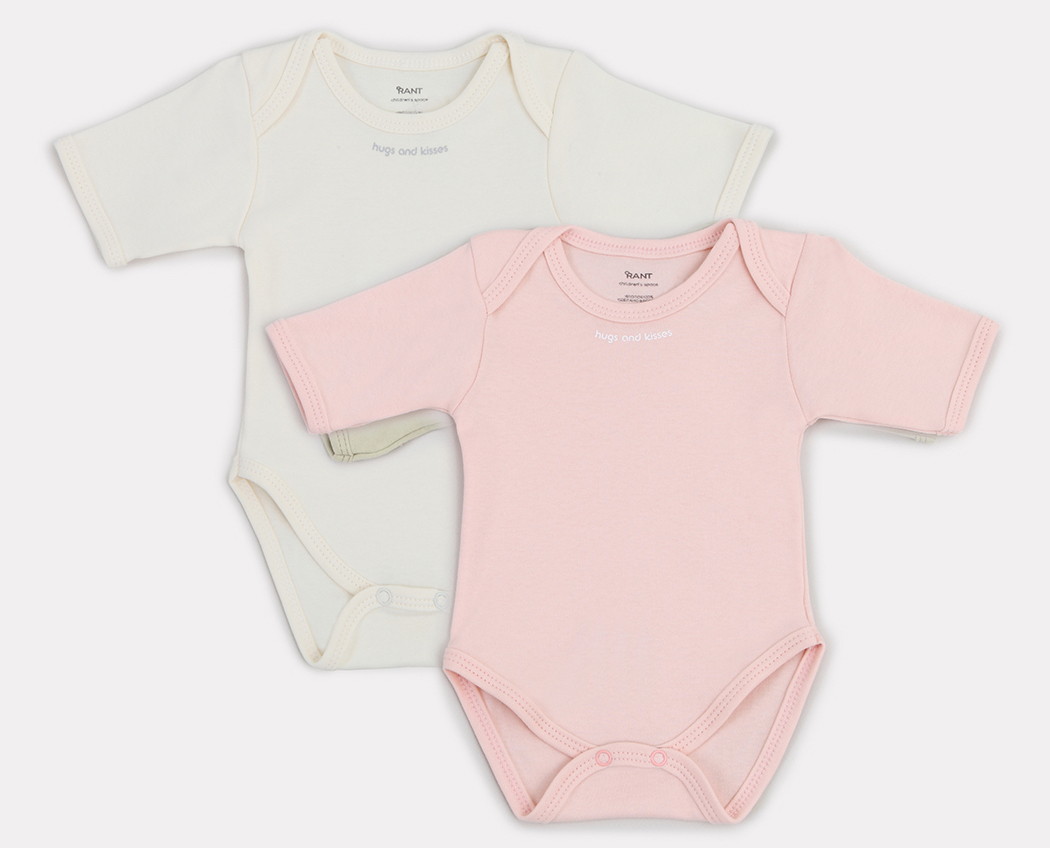 Боди Rant Hugs and Kisses с коротким рукавом 2 шт. Soft Pink 74