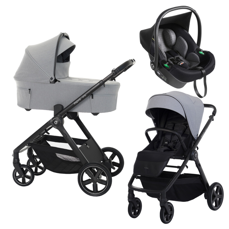 Детская коляска 3 в 1 Espiro Only 2025 и автокресло Pi Black 407 monument gray/Чёрный (Black 110)