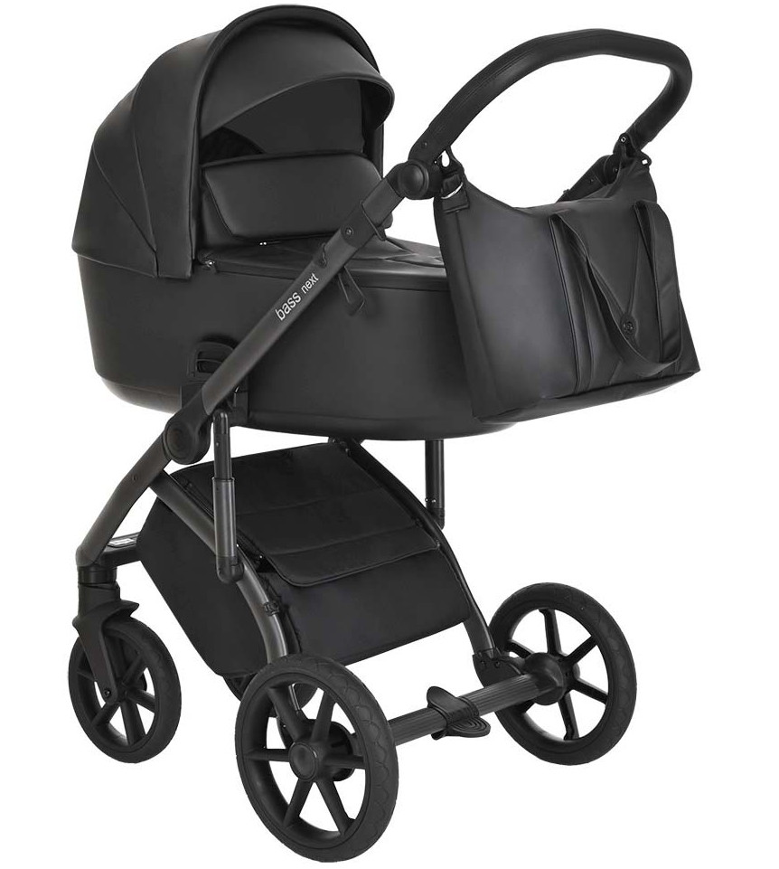 Детская коляска Roan Bass Next Кожа 2 в 1 RN088/1 Black/Black