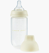 Бутылочка силиконовая Happy Baby с крышкой и соской 250 мл 10031 cream