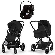 Коляска Cybex Balios S Lux BLK 2025 Cloud G i-Size Moon Black Plus 3 в 1 Moon Black с дождевиками