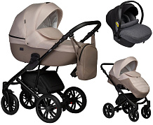 Детская коляска Indigo Mio S 3 в 1 с автокреслом Avionaut Cosmo Grey 03 т.бежевая кожа+св.бежевый