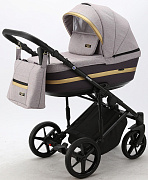 Детская коляска Adamex Rimini 2 в 1 RI14-LUX серо‑розовый+сливов.кожа+золото.отделка