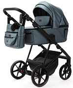 Детская коляска Adamex Vasco Deluxe 3 в 1 V-SM18 (ГОЛУБОЙ МЕТАЛИК КОЖА)