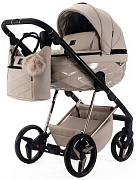 Детская коляска Adamex Quantum Superstar Deluxe 2 в 1 Q-STAR155-K (СВ.БЕЖ.КОЖА+СВ.БЕЖ.ДНО+БЕЖ.РАМА)
