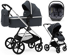 Коляска Agex Life 3 в 1 хромированная рама с автокреслом i-Team ATG080 Grey ALM606 Midnight Grey (Темно-серый)