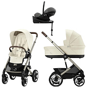 Коляска Cybex Talos S Lux TPE complete Cloud G Lava Grey Plus Base G 4 в 1 Seashell Beige с дождевиками