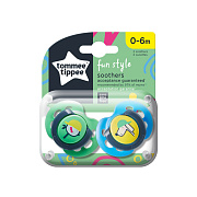 Пустышки Tommee Tippee Fun Style 0-6 мес. 2шт PISICA/CAIN зеленый/голубой
