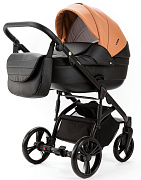 Детская коляска Adamex Lanti Deluxe 2 в 1 LN-SD109 (КАРАМЕЛЬ.КОЖА + ЧЕРН. КОЖА)
