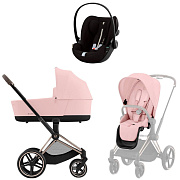 Коляска Cybex Priam IV Rosegold complete и автокресло Cloud G i-Size Moon Black Plus 3 в 1 Peach Pink
