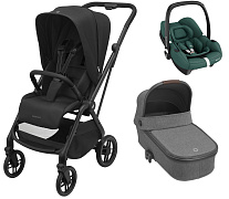 Детская коляска Maxi-Cosi Leona²  Oria 3 в 1 с автокреслом CabrioFix Essential green 1204390110 Twillic Black/1507029110 Select Grey