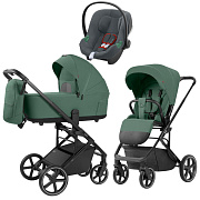 Коляска Carrello Alfa CRL-6522 2025 Cybex Aton B2 i-Size Steel Grey 3 в 1 Meadow Green