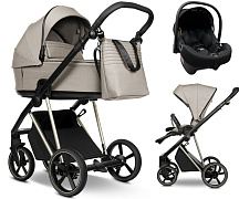 Детская коляска Roan Sol Vintage Luxury 2.0 3 в 1 с автокреслом Tutis Elo Lux EduSky Black VIN 06/HZ Hazel/Champagne/руч.Black