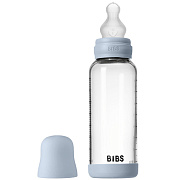 Стеклянная бутылочка Bibs для кормления с силиконовой соской, средний поток, 240 мл 50201231 Baby Blue