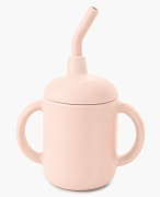 Поильник Happy Baby силиконовый с ручками и трубочкой 15065 light pink