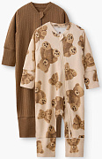 Пижамный комбинезон Happy Baby 2 шт. 90136-0 ЧЗ бежевый / beige