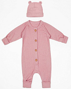 Комбинезон AmaroBaby Fashion с шапочкой розовый 74