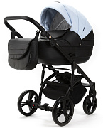 Детская коляска Adamex Lanti Deluxe 3 в 1 LN-SD112 (ГОЛУБАЯ КОЖА + ЧЕРН.КОЖА)