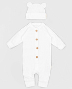 Комбинезон AmaroBaby Fashion с шапочкой молочный 80