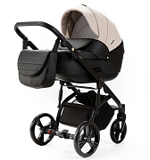 Детская коляска Adamex Lanti Deluxe 3 в 1 LN-SD110 (СВ.БЕЖ.КОЖА + ЧЕРН. КОЖА)