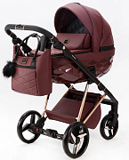 Детская коляска Adamex Quantum Superstar Deluxe 2 в 1 Q-STAR141-K (БОРДОВ.КОЖА+БОРДОВ.ДНО+РОЗОВ.ЗОЛОТО.РАМА)