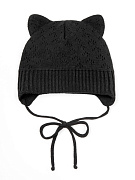 Шапка вязаная AmaroBaby Pure Love Kitten с подкладом черная 40