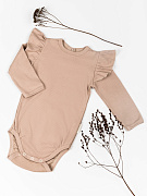 Боди AmaroBaby Fashion с длинным рукавом с рюшами бежевый 62