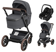 Детская коляска Maxi-Cosi Fame 3 в 1 с автокреслом CabrioFix Essential black Twillic Graphite/графит