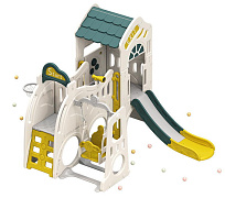 Игровой комплекс UNIX Kids Playhouse с горкой и качелями белый