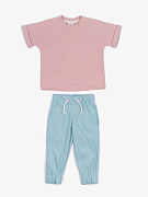 Костюм детский Amarobaby Jump футболка,брюки розовый/мятный 110